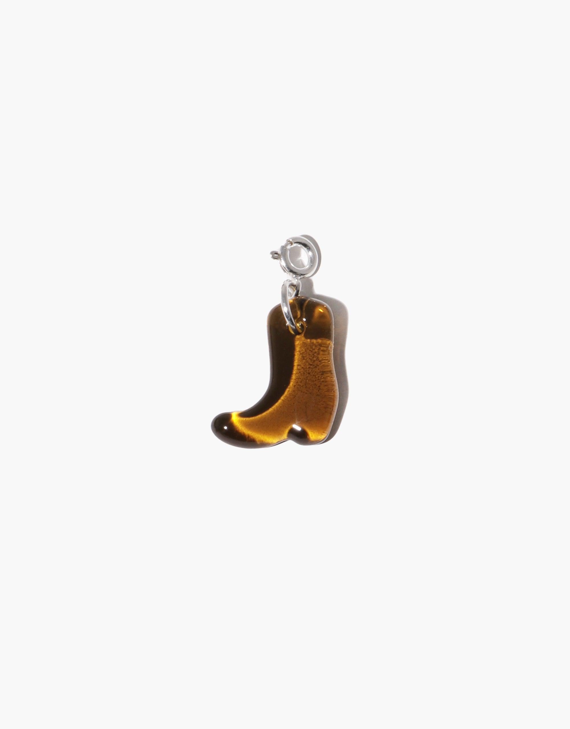 Amber-colored glass boot charm with silver attachment loop, perfect for adding a playful western touch to jewelry. Ideal for necklaces or bracelets. Boot | Icon Charm by CLED