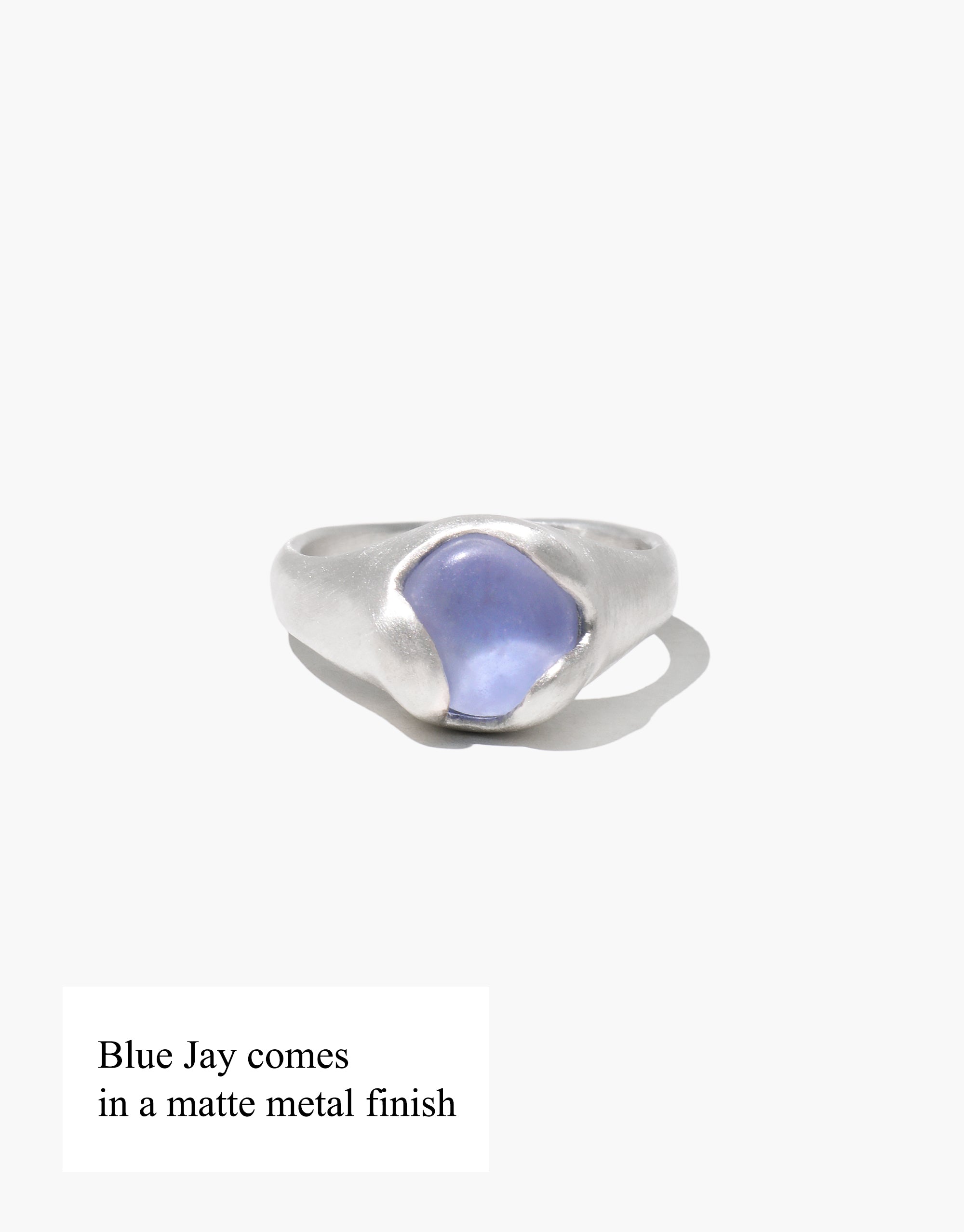 Orb Ring features a matte finished purple-blue Eco Gem, organically shaped and set in a silver bezel, embodying serenity and balance from CLED's eco-conscious Serenity Collection.