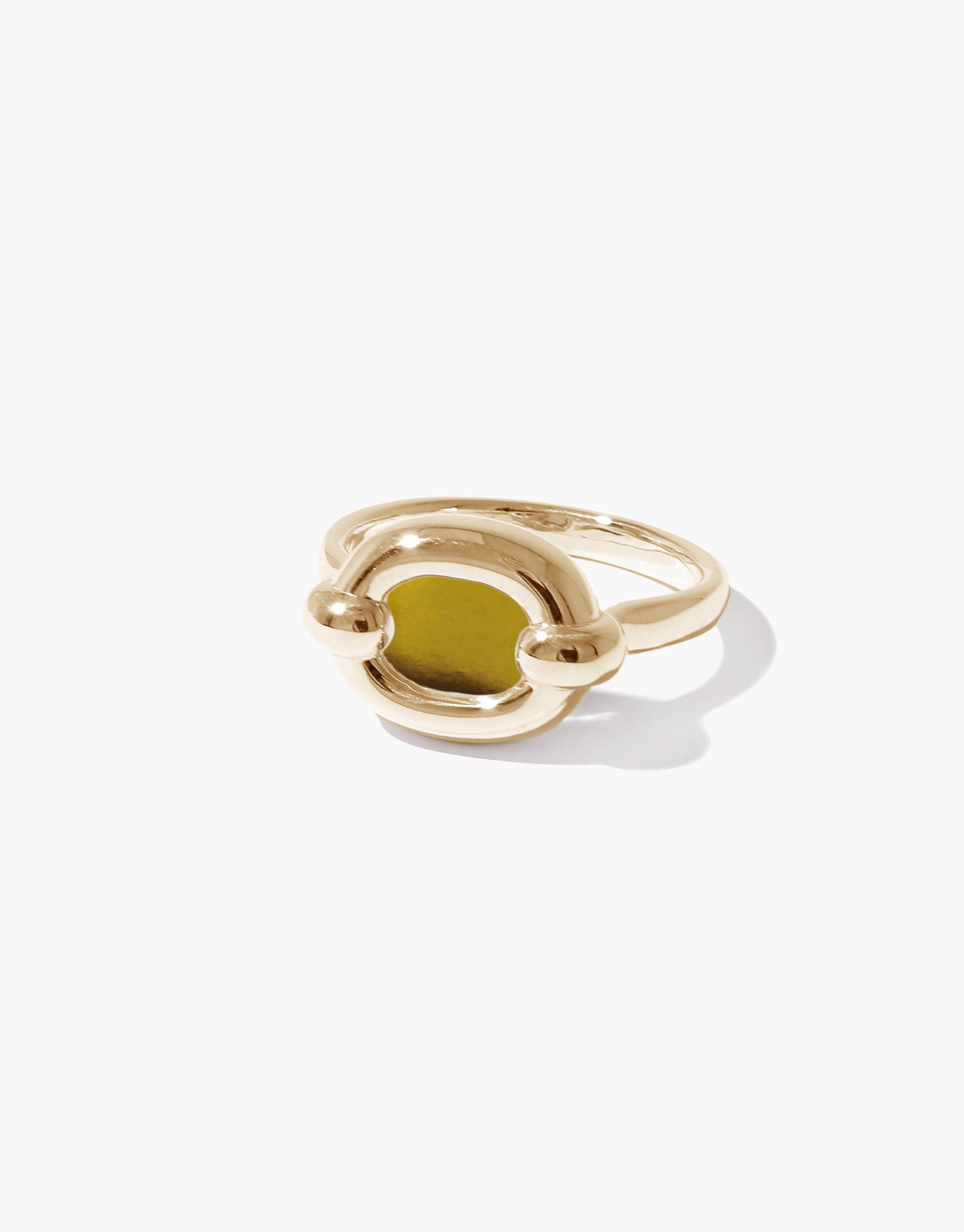 Core Loop Ring | Small featuring a unique gold-toned design with a yellow accent, symbolizing unity and upcycling. Elegant and meaningful jewelry piece from the In The Loop collection. CLED