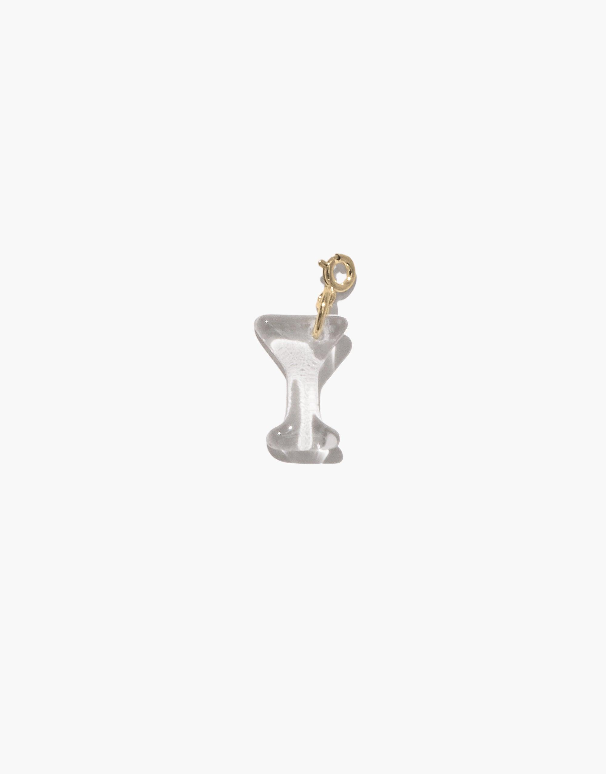 Martini Glass Icon Charm featuring a clear glass martini-shaped pendant with gold-toned clasp, showcasing handcrafted eco-friendly design. Perfect addition to necklaces or bracelets, embodying CLED's commitment to upcycled, sustainable jewelry. Martini Glass | Icon Charm by CLED