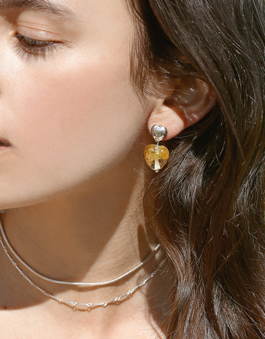 CLED Eco Conscious Sustainable upcycled jewelry made from Eco Gems and sterling silver from recycled glass | Love Earrings