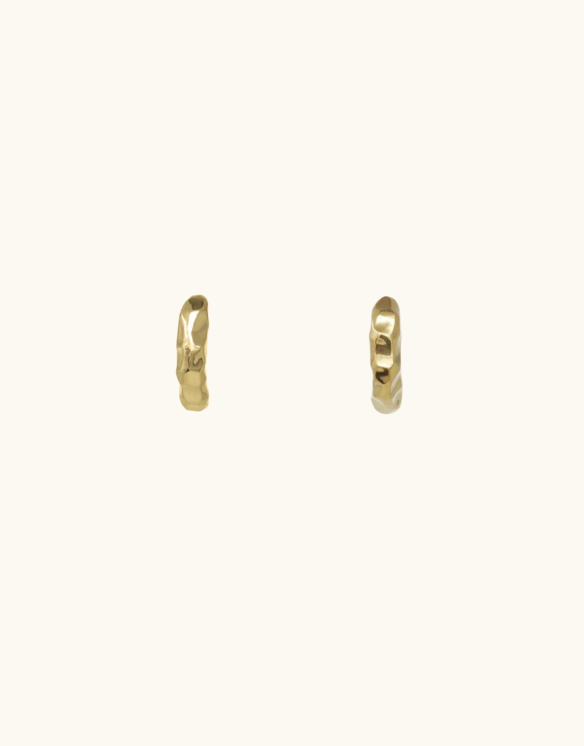 Elegant gold vermeil Rock Stud Earrings from the Terrain Collection, featuring curved textured studs inspired by canyon formations. Handmade in Los Angeles, these versatile earrings are perfect for day-to-night wear. Available as a pair or individually. Rock Stud Earrings by CLED