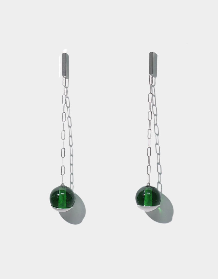 CLED Gravity Drop Earrings upcycled glass sterling silver earrings from recycled glass sustainable jewelry