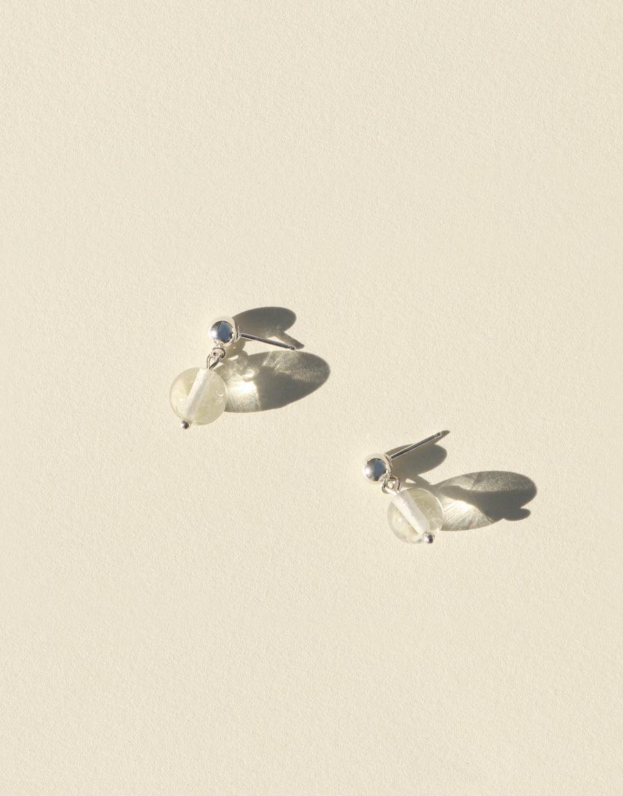 Elegant Minimal Ball Earrings with small eco glass gems, handcrafted in sterling silver. Lightweight and versatile for everyday wear. Sustainable jewelry showcasing recycled glass. Minimal Ball Earrings | Small by CLED