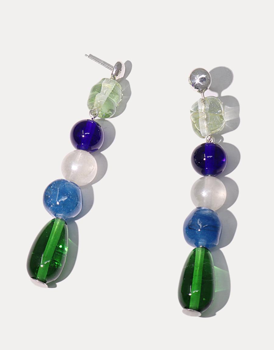 CLED Blue Ocean Earrings made from recycled glass and sterling silver earrings sustainable eco conscious handmade upcycled jewelry, Eco friendly, Vegan, Cruelty Free