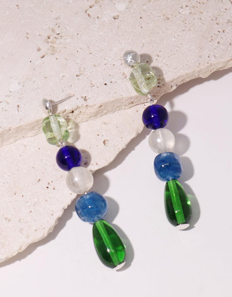 CLED Blue Ocean Earrings made from recycled glass and sterling silver earrings sustainable eco conscious handmade upcycled jewelry, Eco friendly, Vegan, Cruelty Free