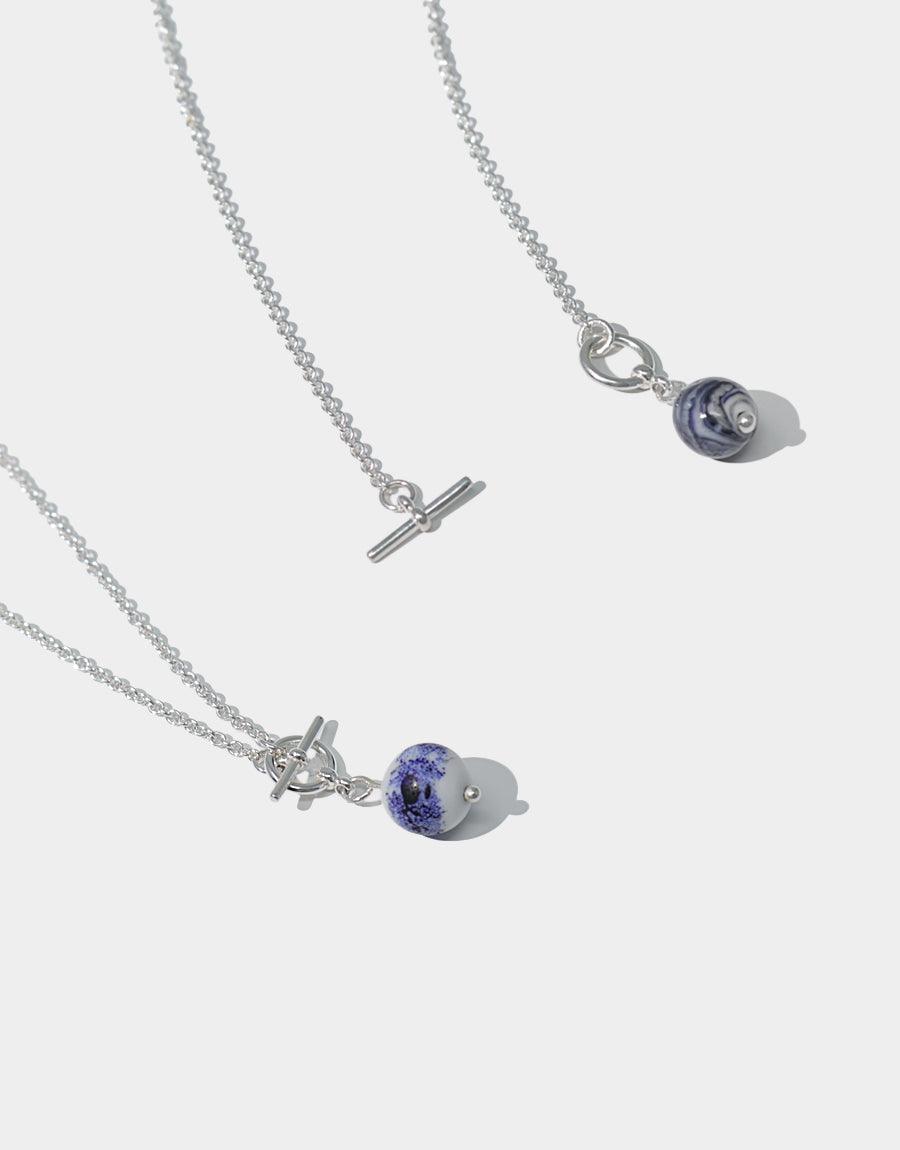 CLED Water Drop Necklace upcycled glass sterling silver from recycled glass sustainable jewelry