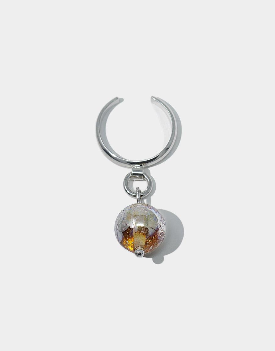 CLED Silver Metallic Drop Ball Ring upcycled glass sterling silver from recycled glass sustainable jewelry