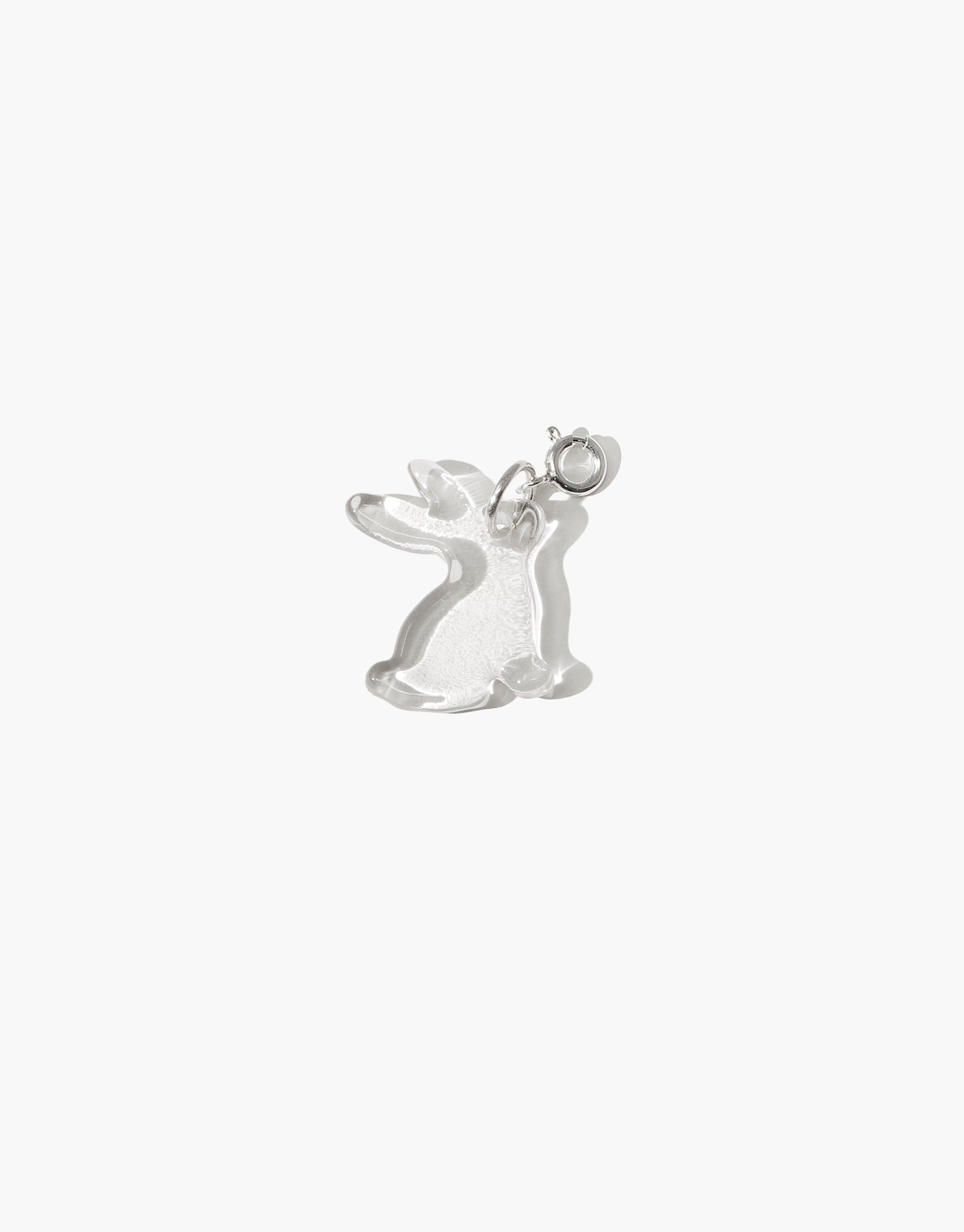 Sterling silver charm featuring a stylized rabbit silhouette with upright ears, celebrating the Year of the Rabbit. Handcrafted icon charm made from upcycled eco-friendly materials. Rabbit | Icon Charm by CLED