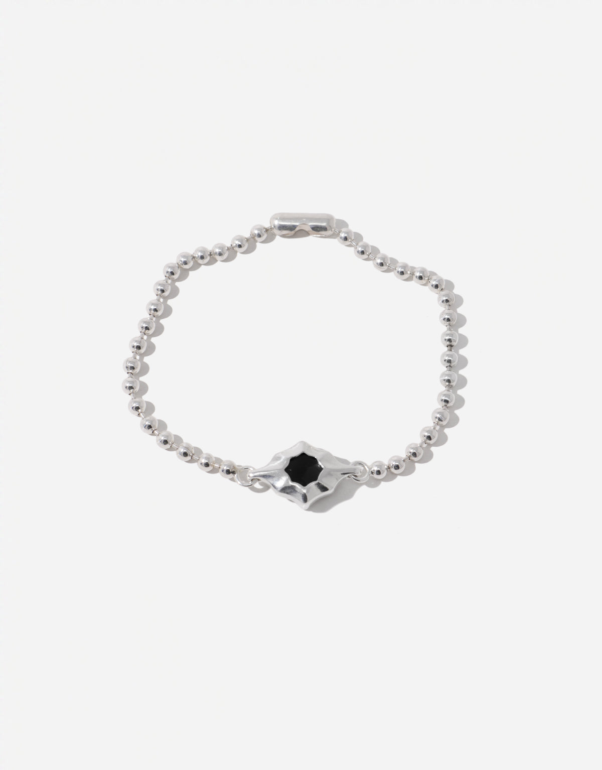 Interlace Bracelet in black basalt glass, an upcycled Eco Gem set in sterling silver. Handmade in Los Angeles. Interlace Bracelet by CLED.