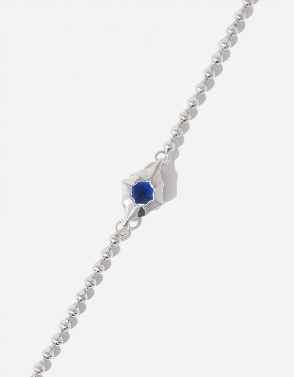 Interlace Bracelet in blue ocean glass, an upcycled Eco Gem set in sterling silver. Handmade in Los Angeles. Interlace Bracelet by CLED.
