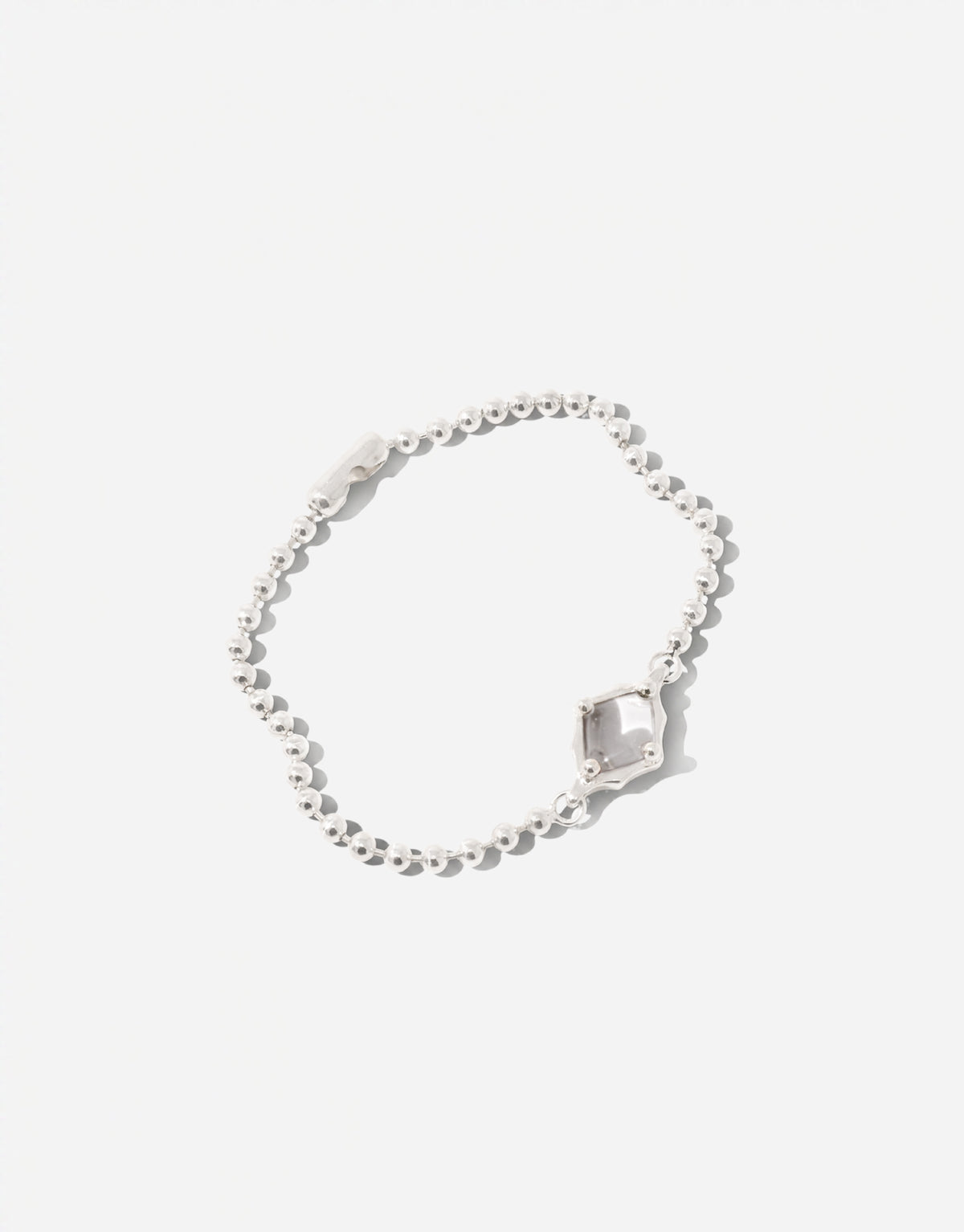 Interlace Bracelet in clear glass, an upcycled Eco Gem set in sterling silver. Handmade in Los Angeles. Interlace Bracelet by CLED.