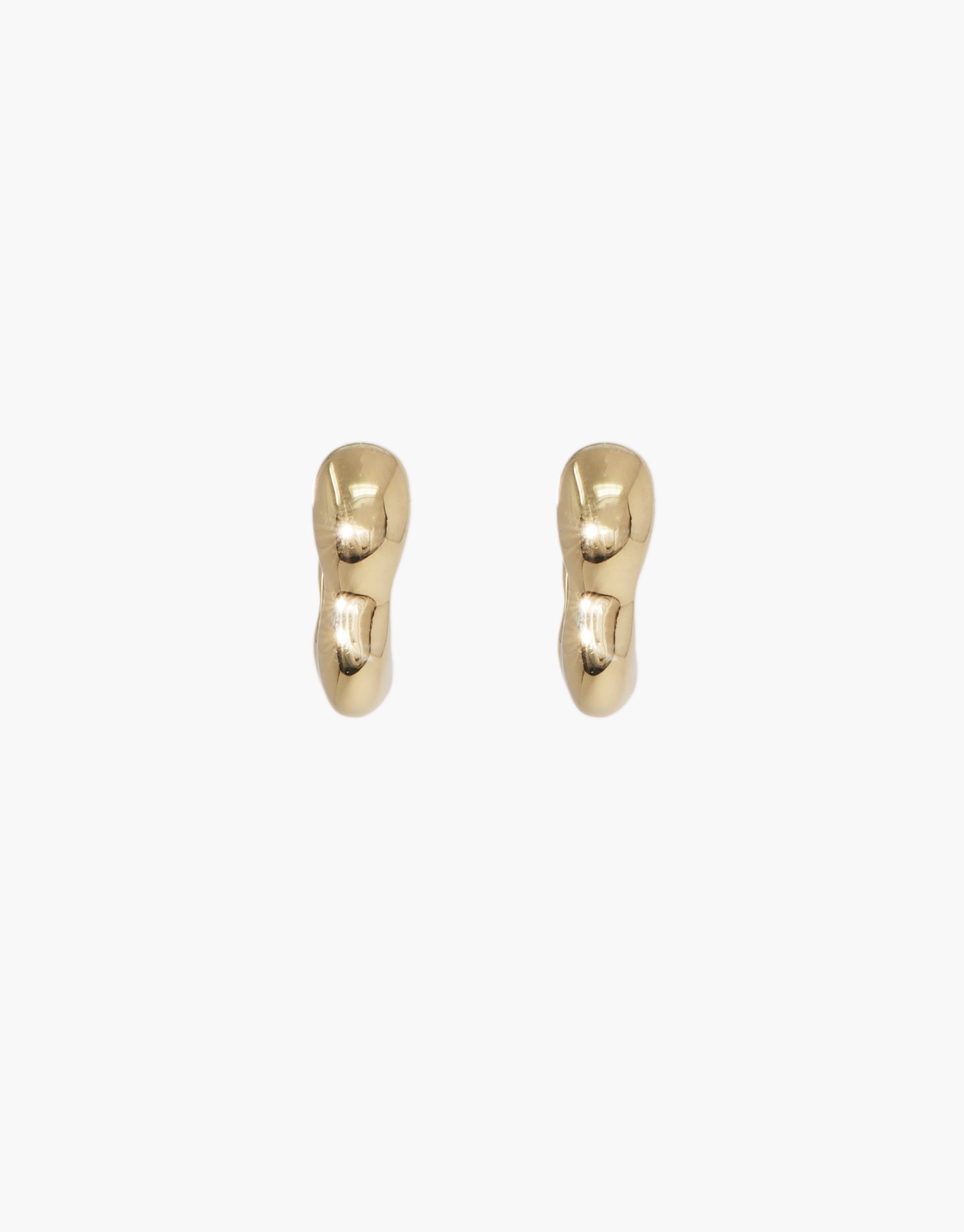 Flow Hoop Earrings featuring sculptural curved design in polished gold-tone, inspired by serene movement - CLED