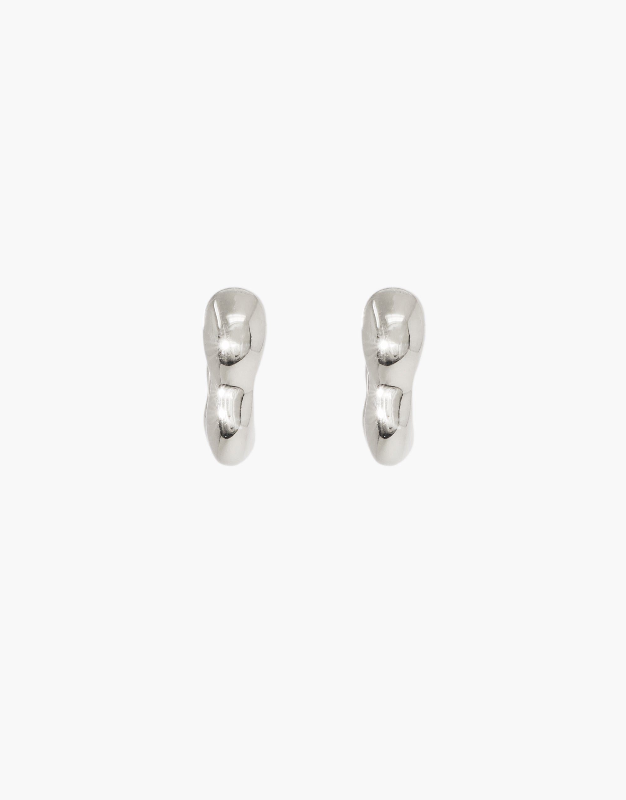 Flow Hoop Earrings with sculptural curved design in polished silver finish, featuring undulating waves inspired by serenity - CLED