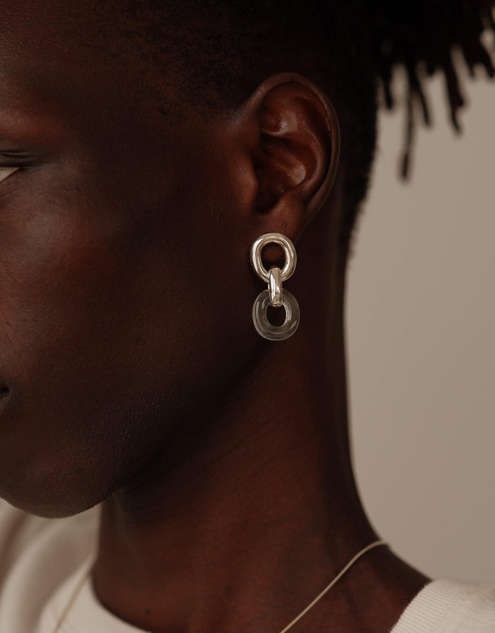 Connected Loop Earrings Sustainably handmade in LA from discarded materials