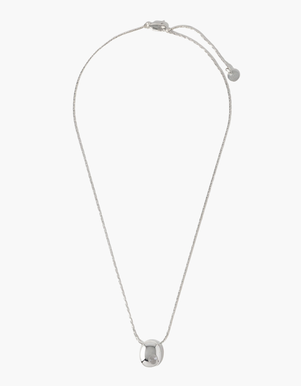 Inter Loop Necklace in clear glass, an upcycled Eco Gem set in sterling silver. Handmade in Los Angeles. Inter Loop Necklace by CLED.