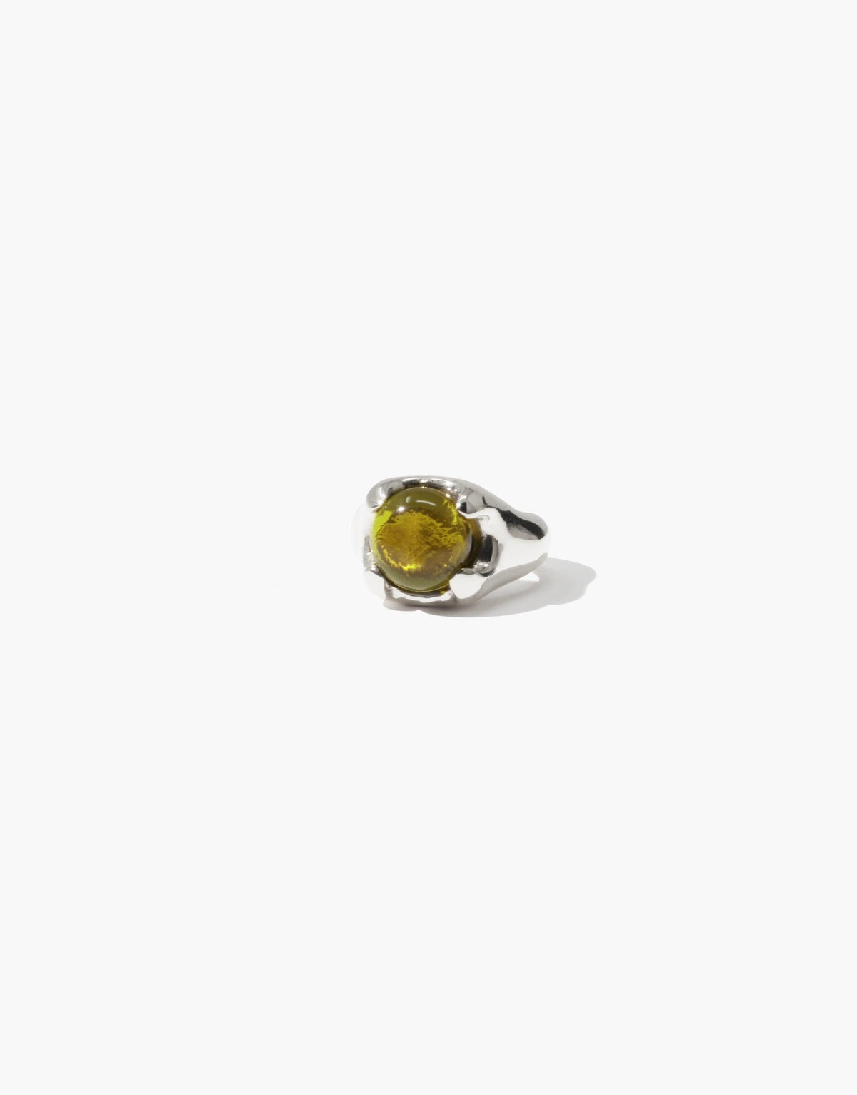 Beam Ear Cuff featuring a vibrant yellow eco gem repurposed from glass, set in a sleek silver-toned metal claw setting. Showcasing sustainable jewelry design with a modern, minimalist aesthetic. Handcrafted piece from CLED's prism-inspired collection.