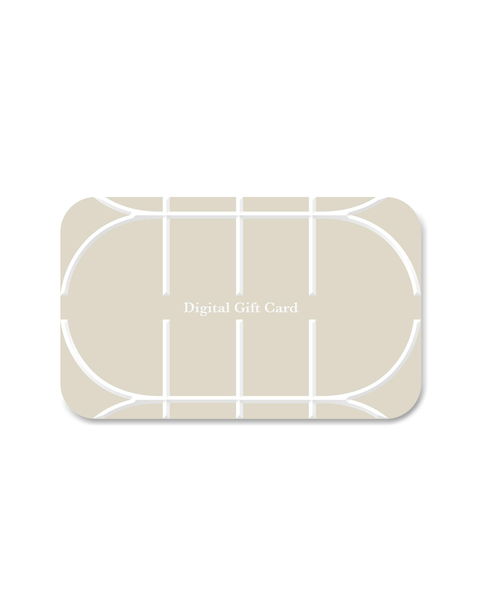 Elegant beige Digital Gift Card with geometric white lines, featuring rounded edges and a minimalist design. Perfect for gifting conscious-minded products. Digital Gift Card by CLED