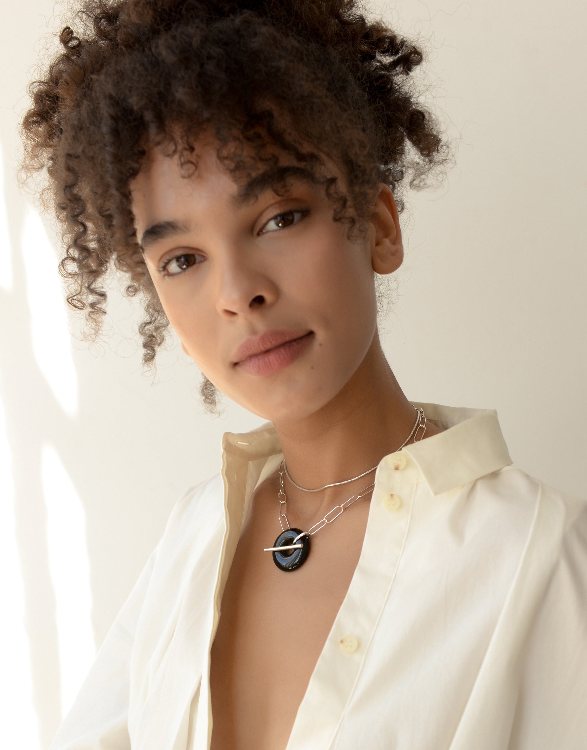 CLED Eco Conscious Sustainable upcycled jewelry made from Eco Gems and sterling silver from recycled glass | The Day Torus Necklace