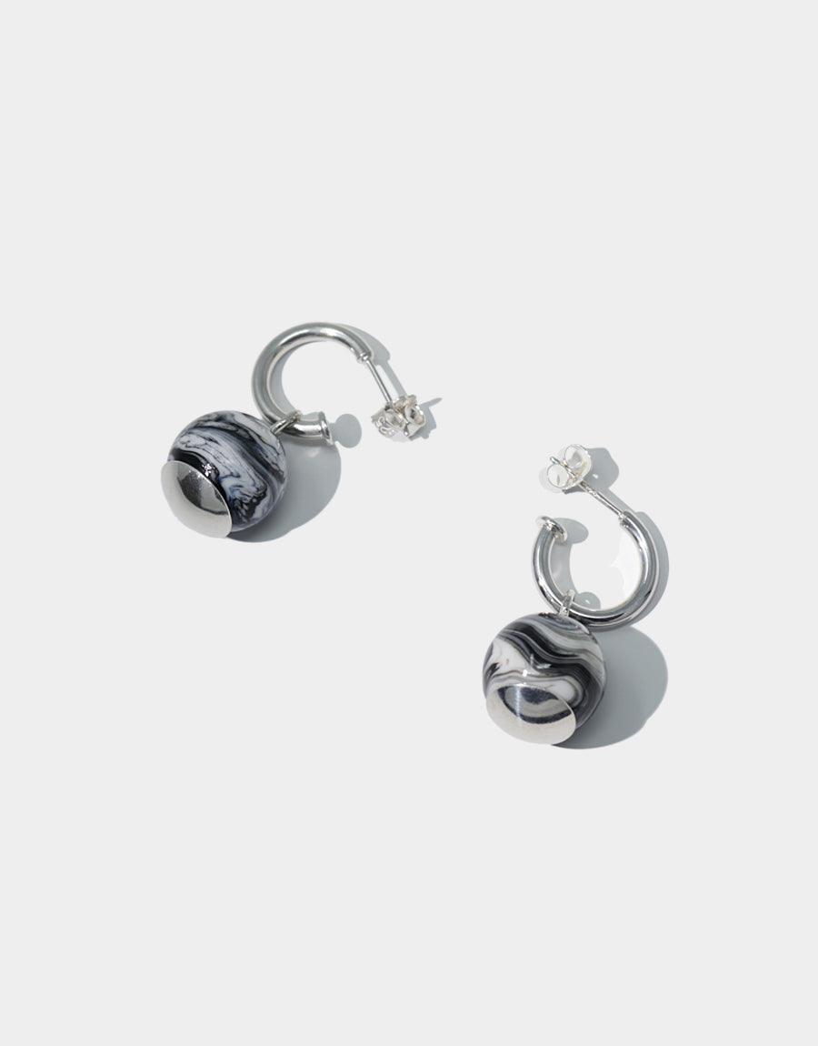 CLED Drop Hoop Earrings upcycled glass sterling silver earrings from recycled glass sustainable jewelry