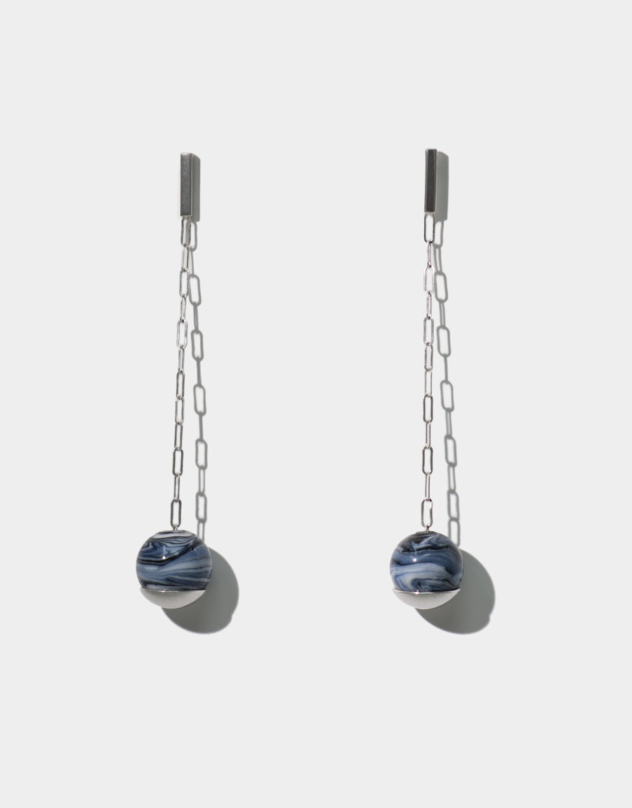 CLED Gravity Drop Earrings upcycled glass sterling silver earrings from recycled glass sustainable jewelry