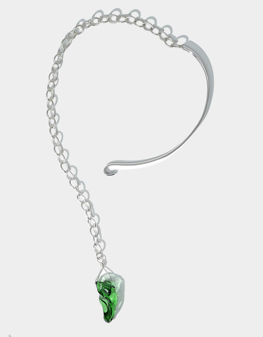 CLED Amorphous Half Chain Choker upcycled glass sterling silver from recycled glass sustainable jewelry