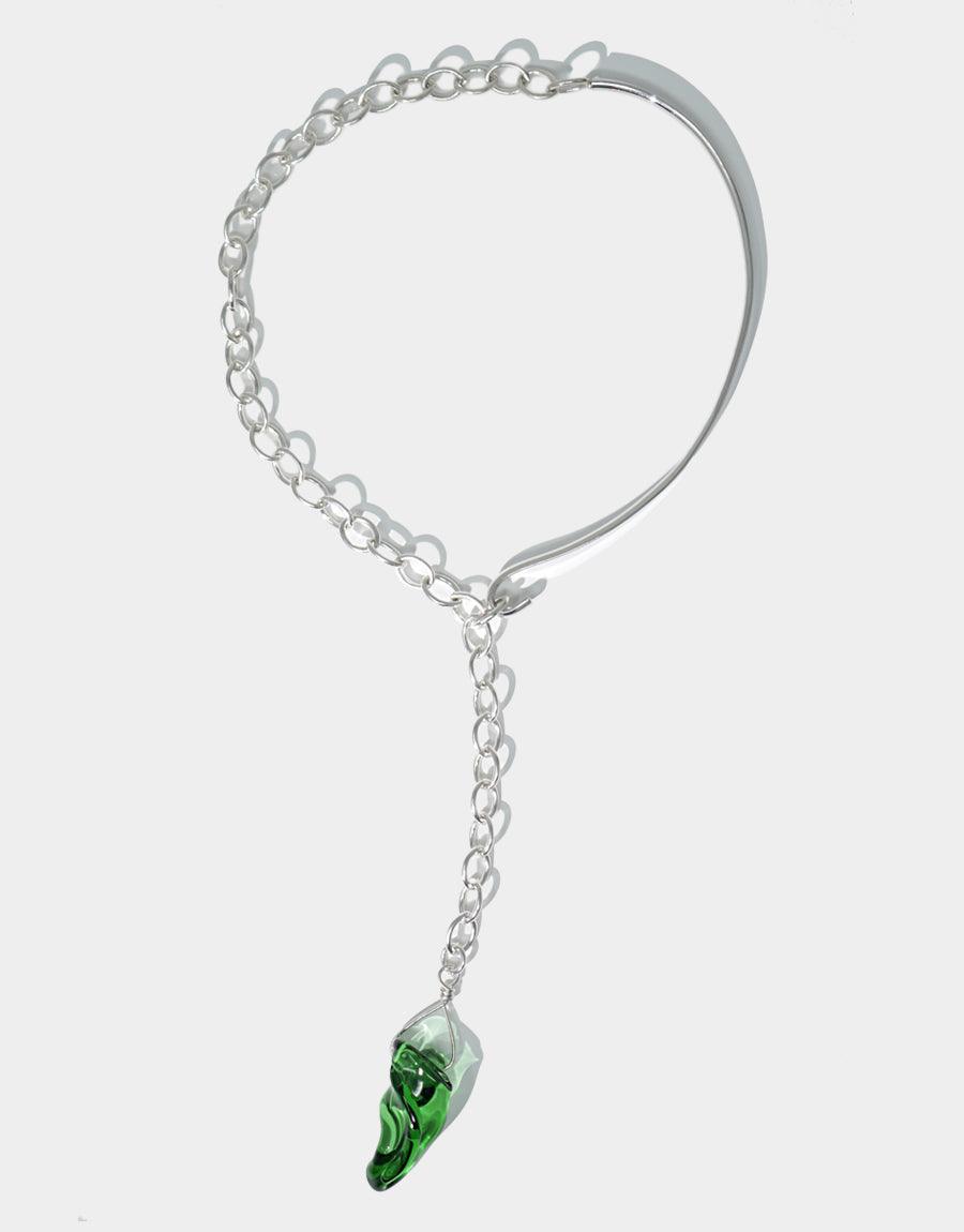 CLED Amorphous Half Chain Choker upcycled glass sterling silver from recycled glass sustainable jewelry