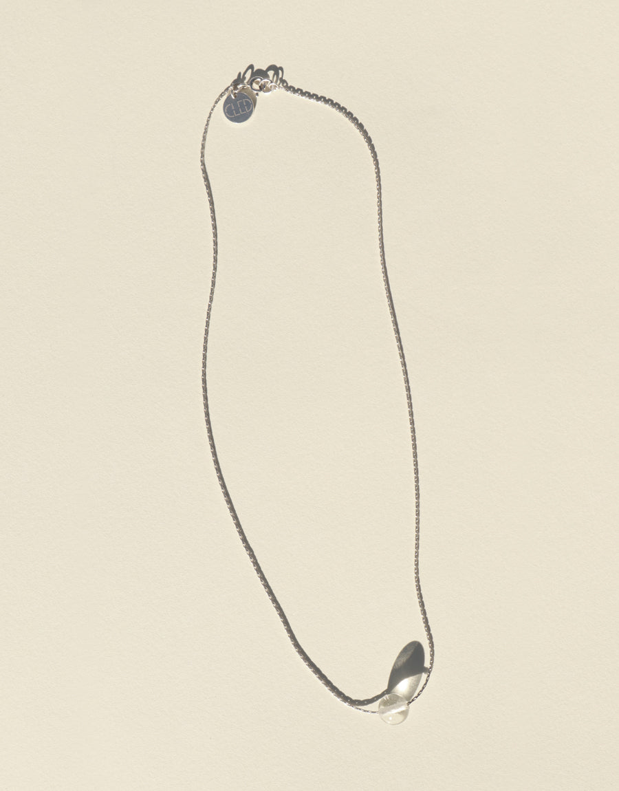 CLED Minimal Ball Necklace sustainable jewelry upcycled glass jewelry sterling silver necklace from recycled materials